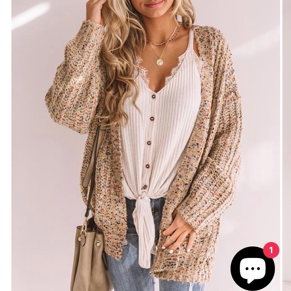 Entro Size XL Speckled Knit Women's Open‎ Boutique Cardigan